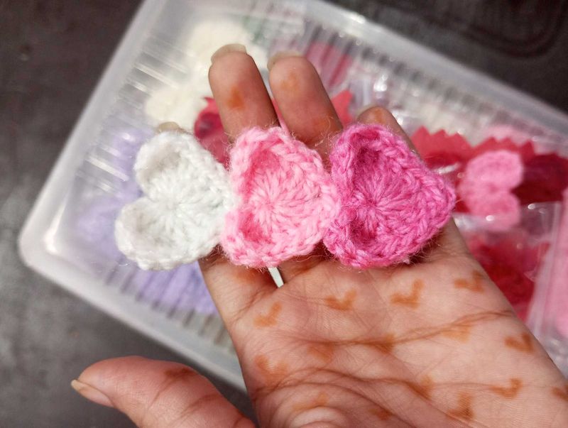 Crochet Heart Hair clips