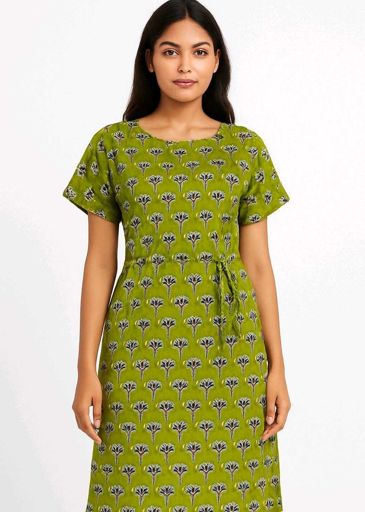 Green Floral Print Dress