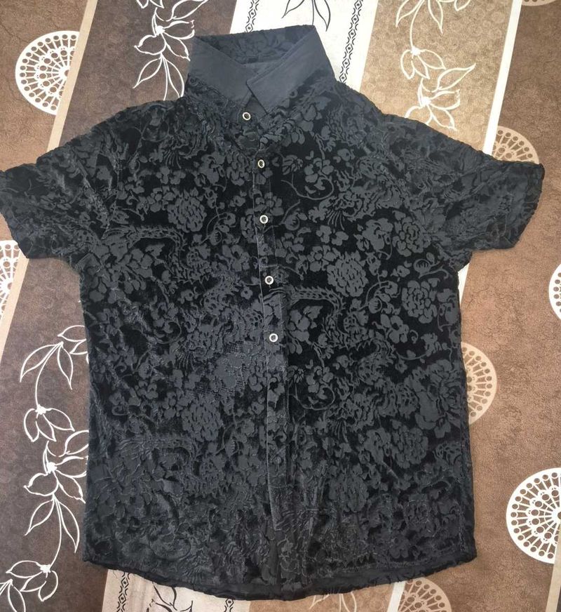 New Floral Velvet black Shirt