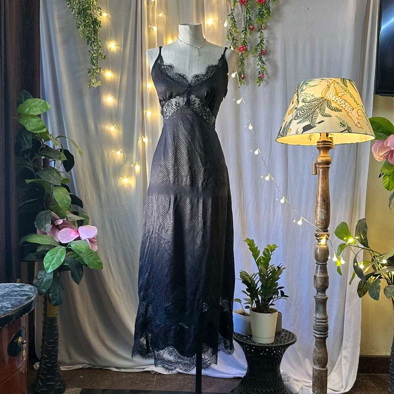 Elegant Black Lace Slip Dress