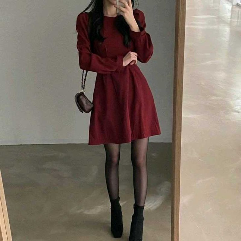 Korean Maroon Dress