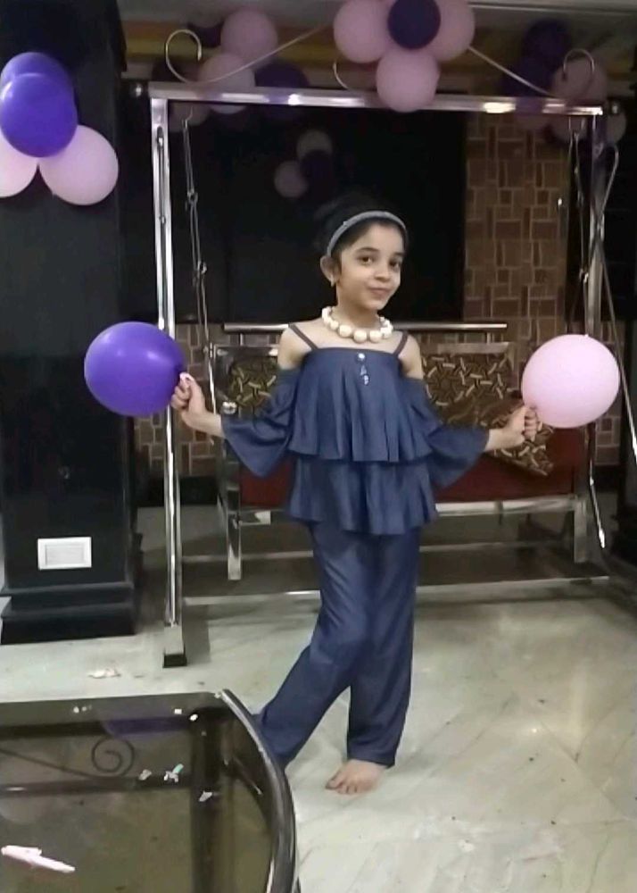 Girls&#39; Denim Style Pant Set