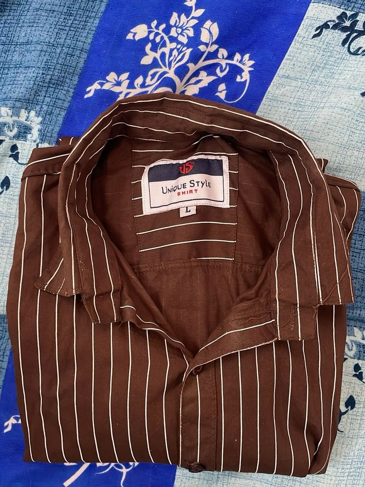 Striped Brown Shirt - Size L