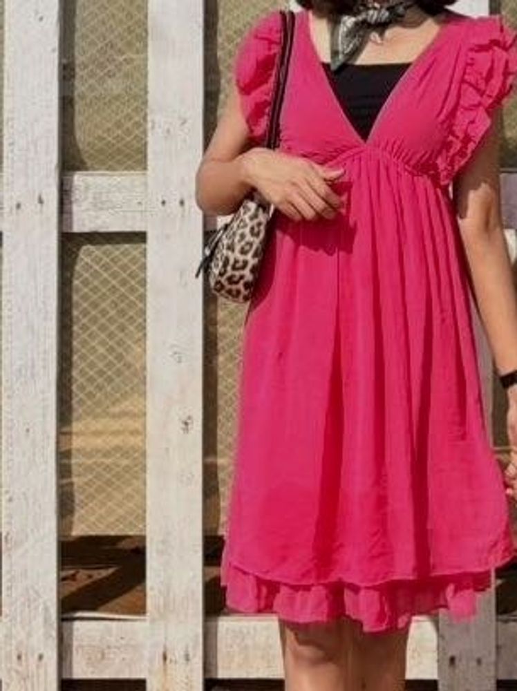 Pink Ruffled Mini Dress