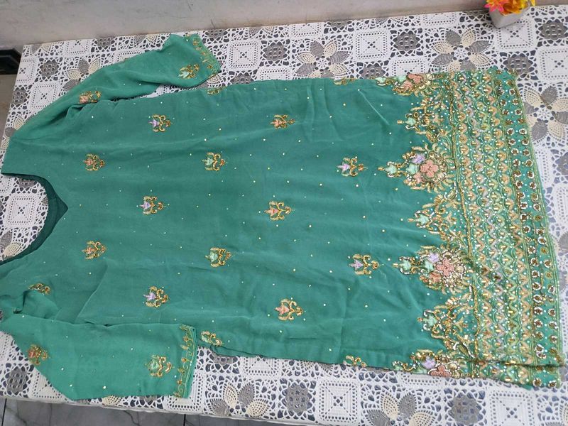 Green Embellished Kameez