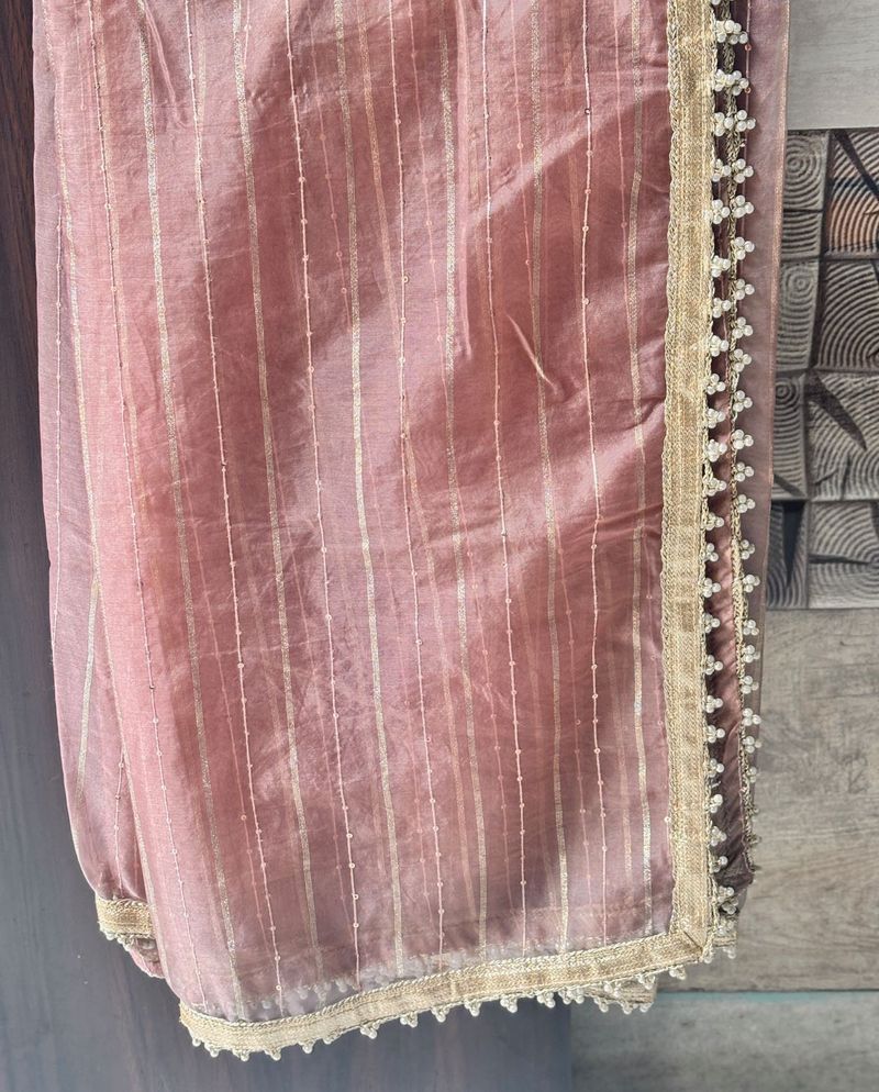 Party Wear Peach Dupatta