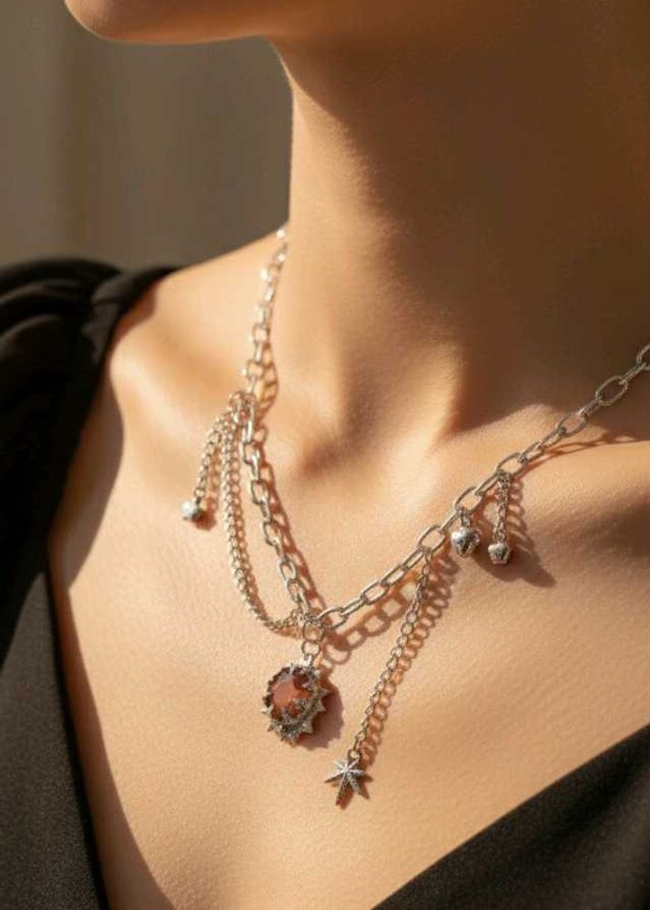 soft soldered gothic Layered Chain Necklace