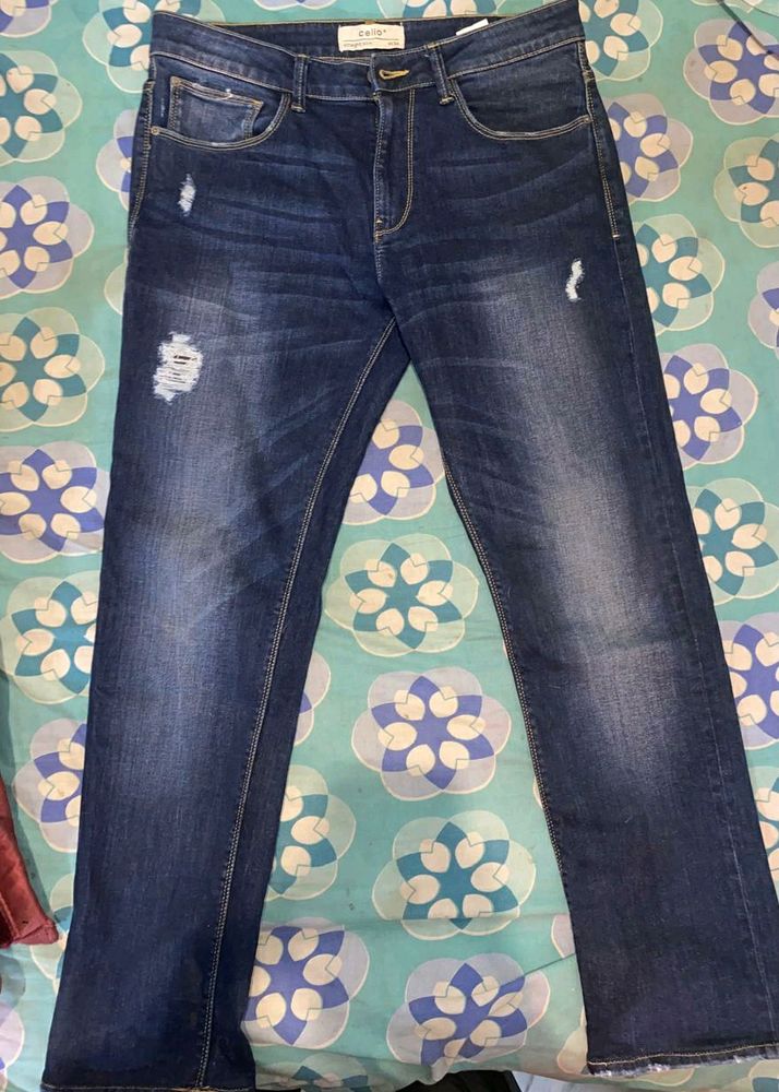 Celio Navy Blue Distressed Jeans ( Never Used )