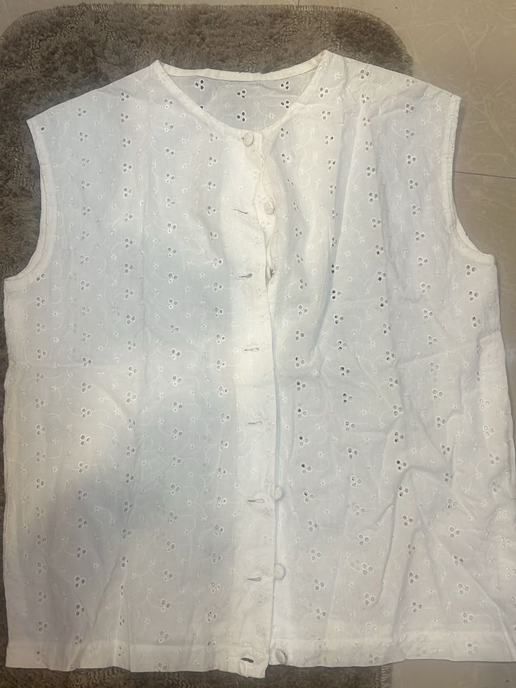 White Sleeveless Top