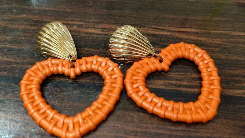 Orange Heart Earrings