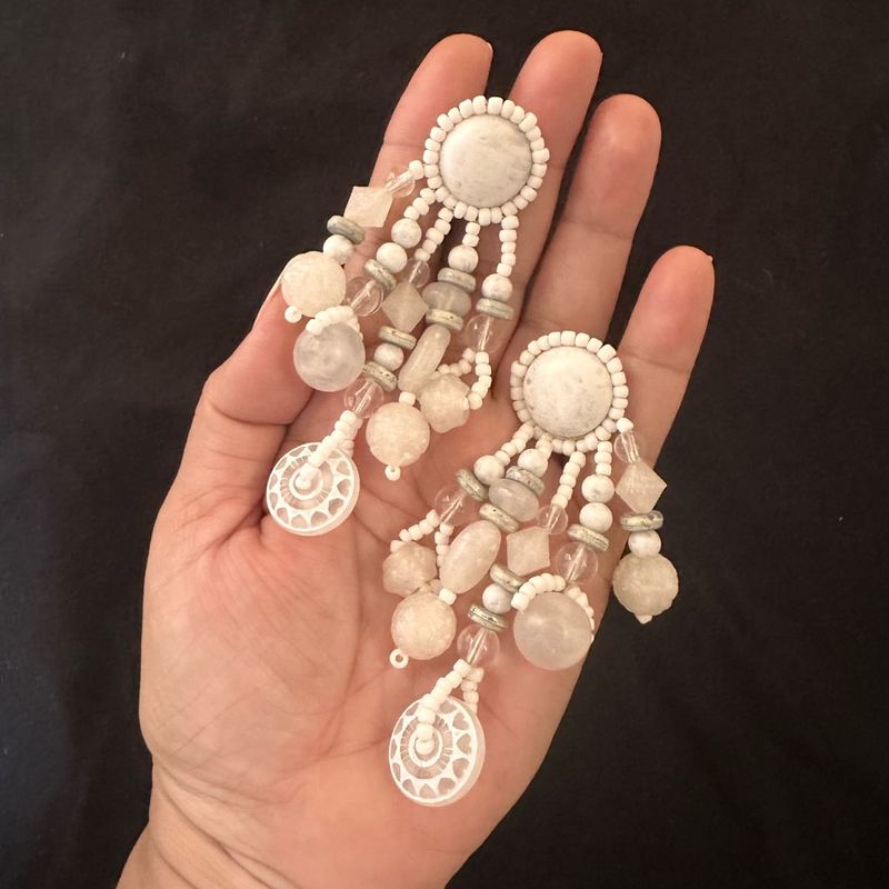 Bohemian White Tassel Earrings