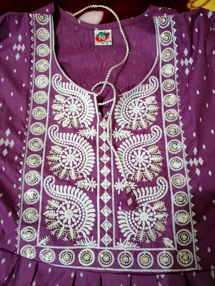 Embroidered Purple Kurti