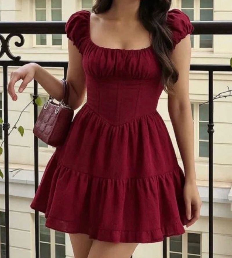 Elegant Burgundy Mini Dress