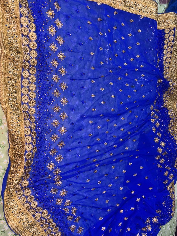Royal Blue Embellished Saree