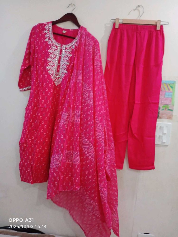 New Pink Printed Kurta Set