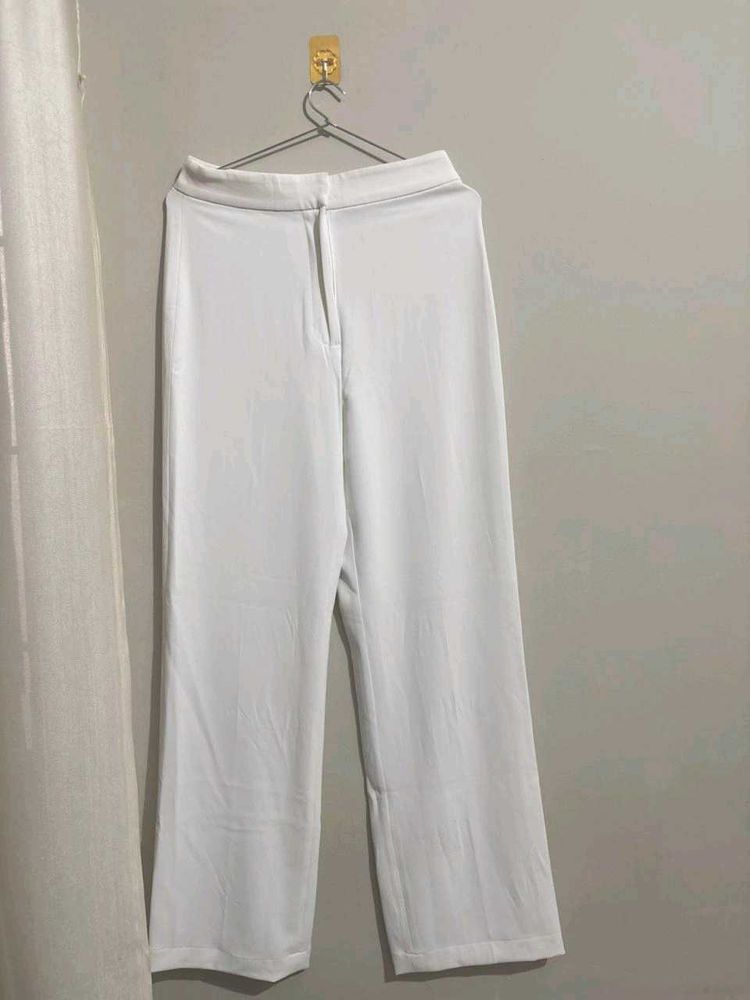 White Wide Leg Trousers