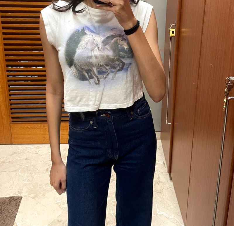 H&amp;M Vintage Horse Graphic Crop Top