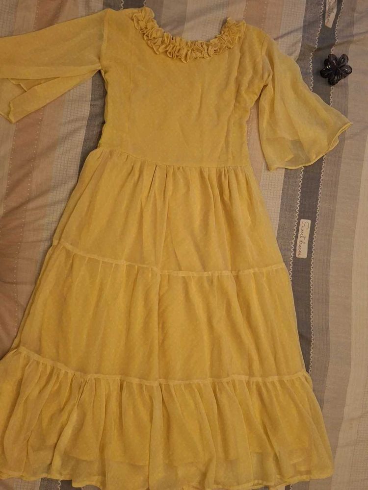 Vintage Yellow Tiered Dress