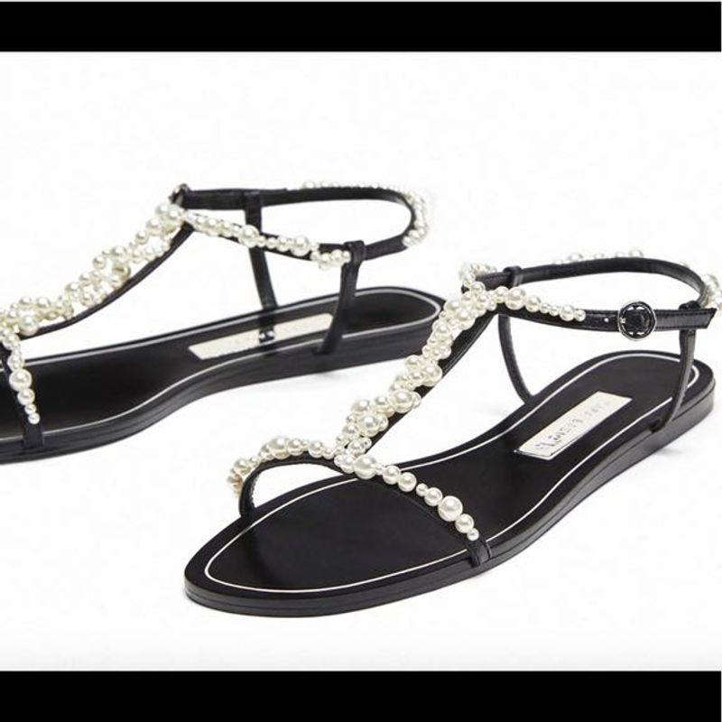 Zara Pearl Embellished Sandals