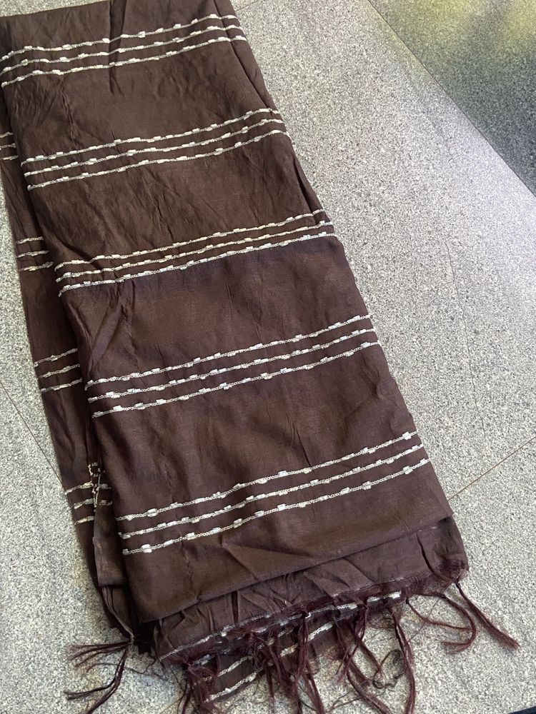 Brown Striped saree
