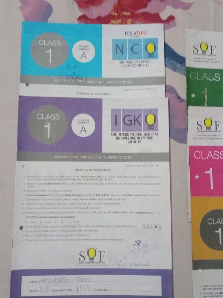Question Paper Olympiad Class 1
