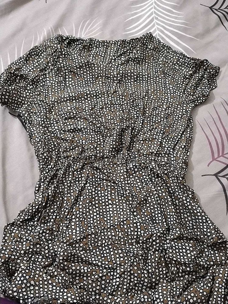 Retro Print Tie-Waist Dress