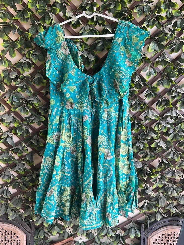 Boho Chic Teal Floral Dress