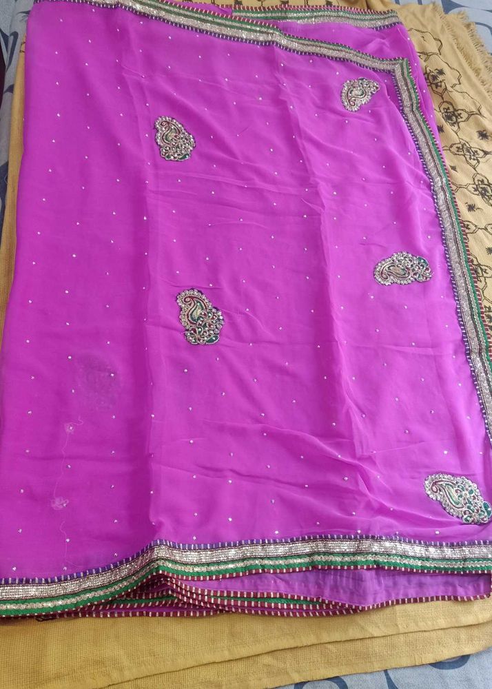 Pink Saree with Embellishments