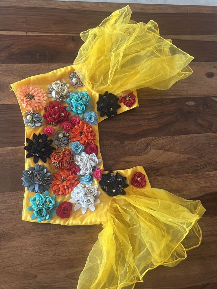 Beautiful Floral Frill Blouse Choli+ Dupatta