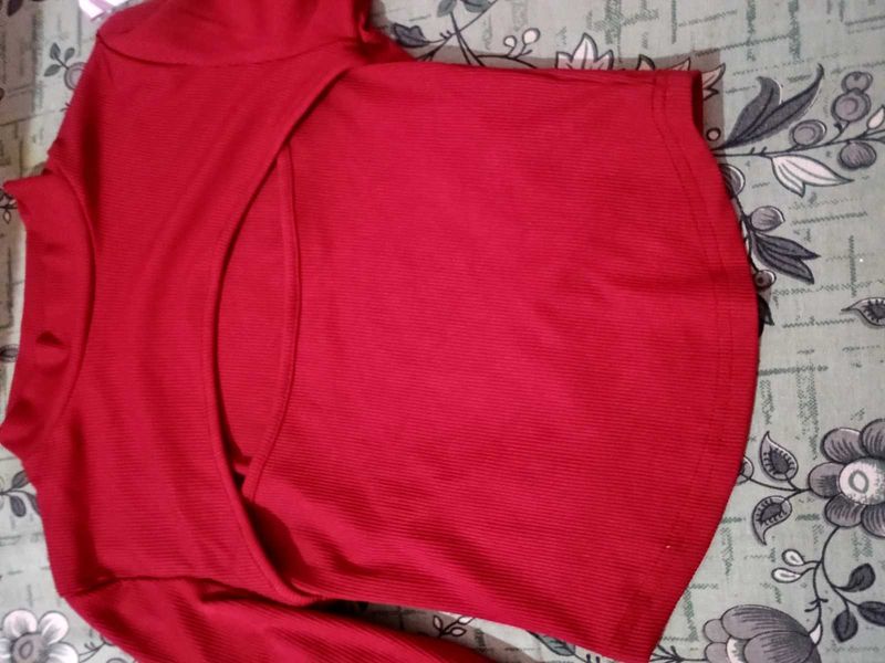 Red Cut Out Fitted Top