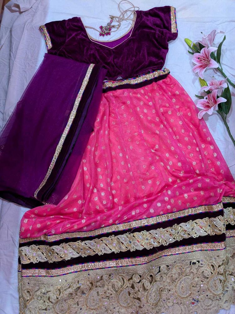 Pink &amp; Purple Lehenga Choli