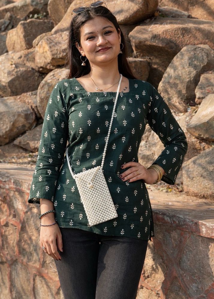 Stylish Green Printed Tunic
