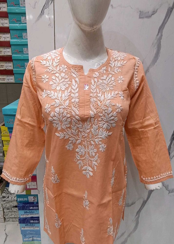Lakhnavi Hand Embroidery Short Kurti