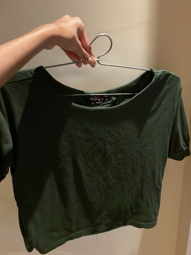 Dark Green Cropped Top