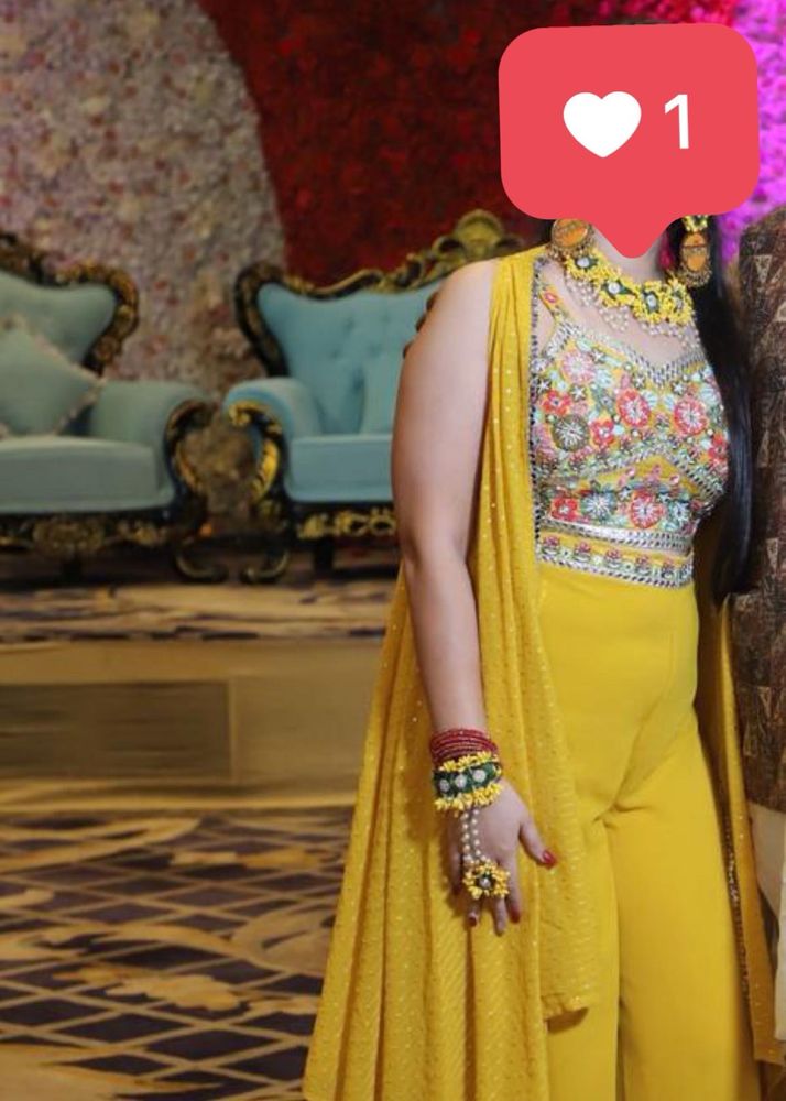 Beautiful Top Palazzo Set With Jacket