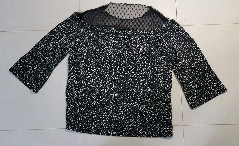 Polka Dot Mesh Top
