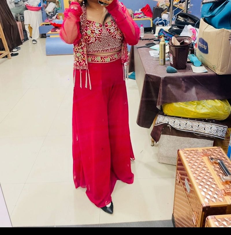 Elegant Red Palazzo Suit Set