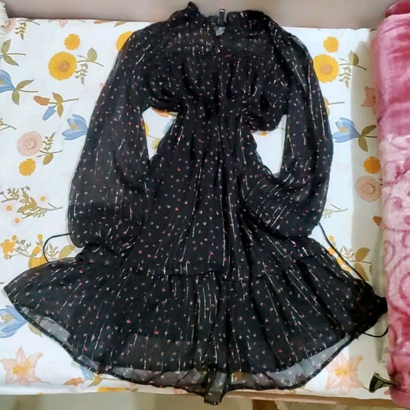 Sparkly Black Tiered Dress