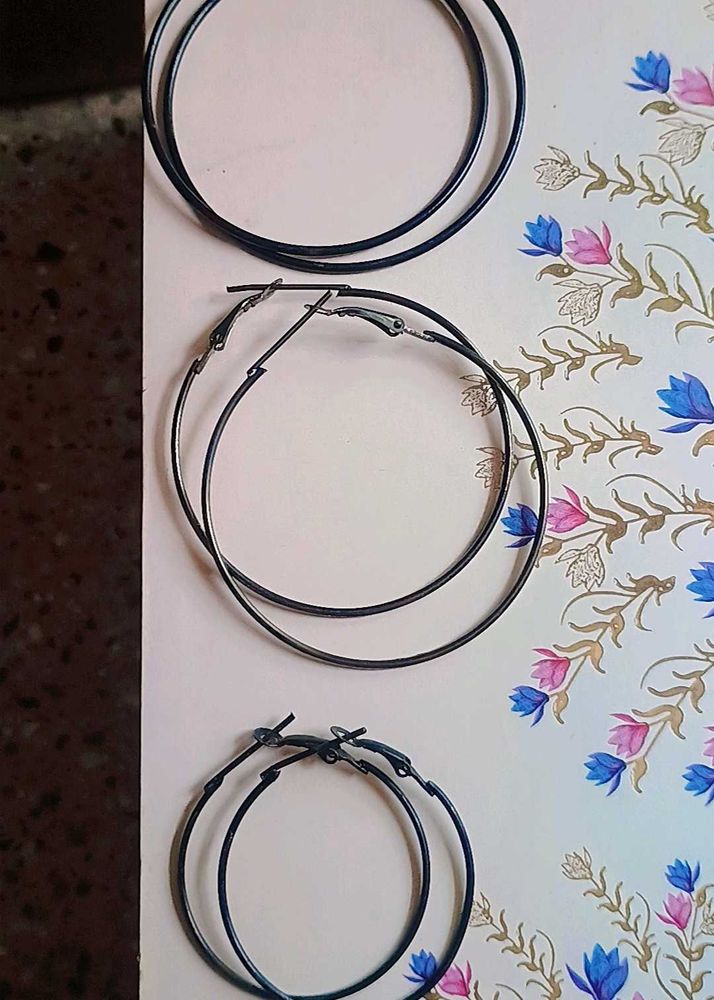 Metal Alloy Hoop Earrings (COMBO)