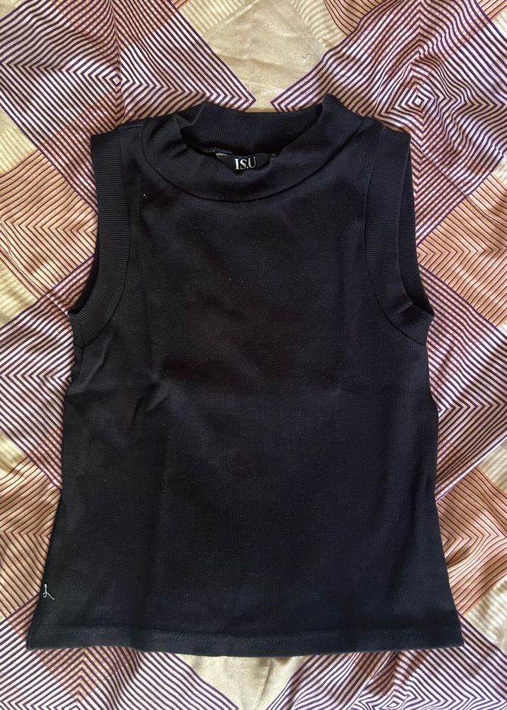 Turtle Neck Cut Sleeves Top