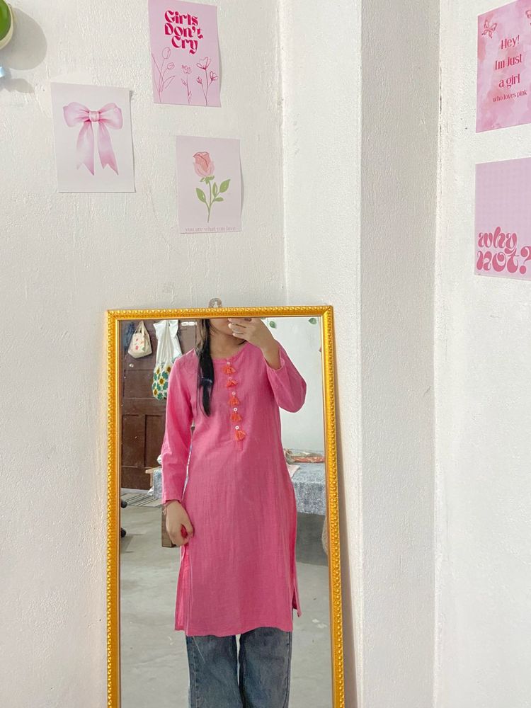 SALE:- Pink Cotton Kurta