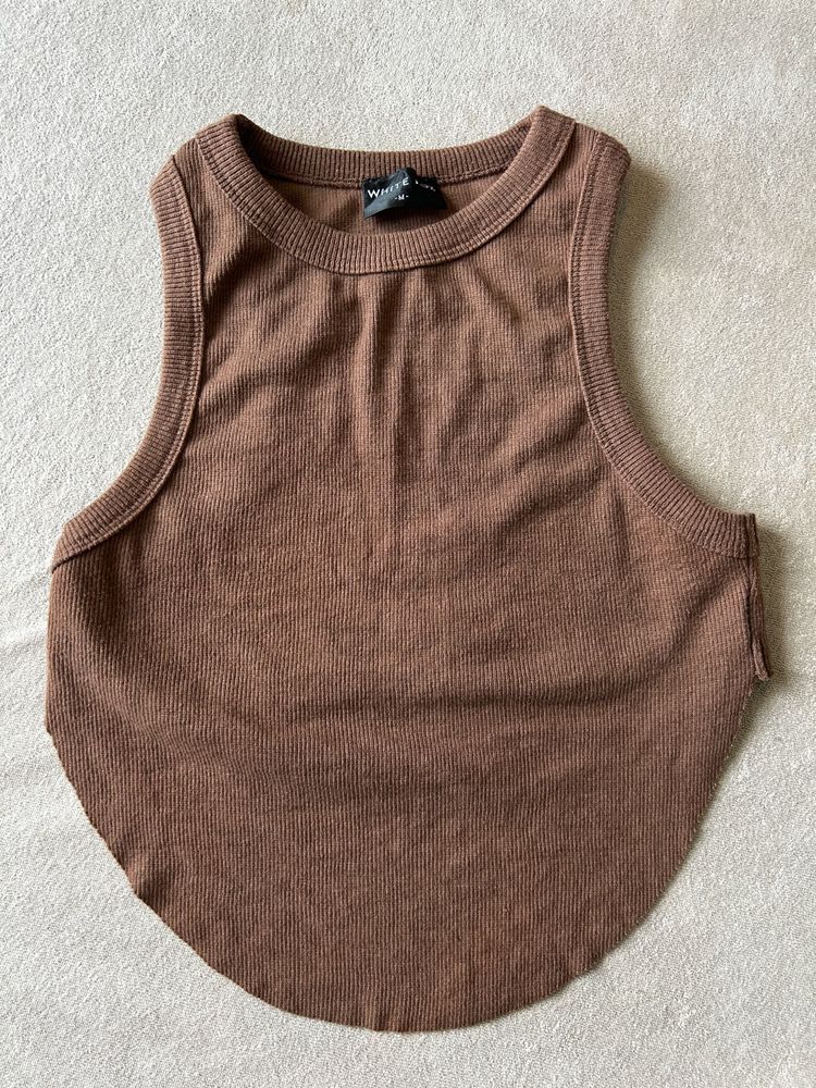 Brown Ribbed Tank Top