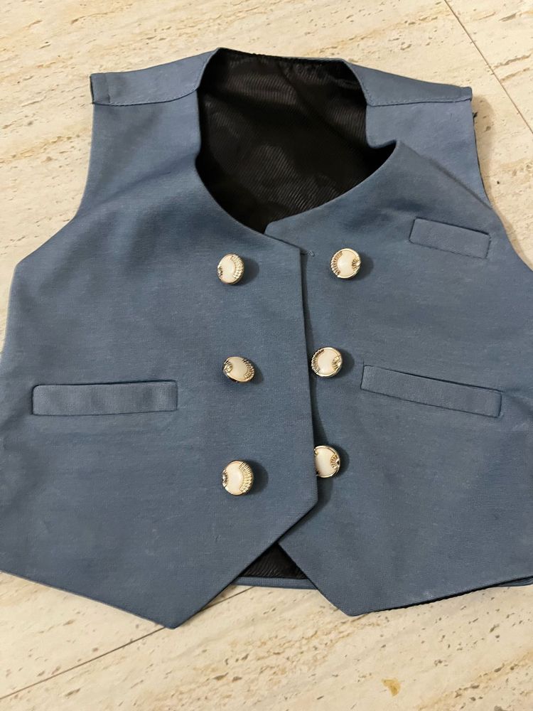 Blue Buttoned Vest