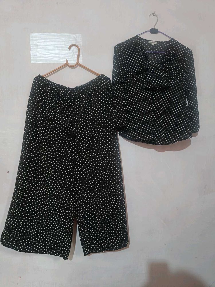 Polka Dot Blouse &amp; Culottes Set