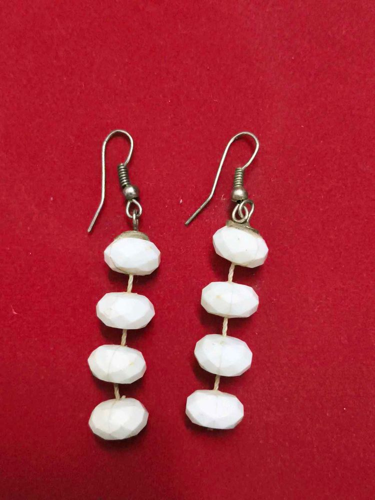 Elegant White Stone Drop Earrings