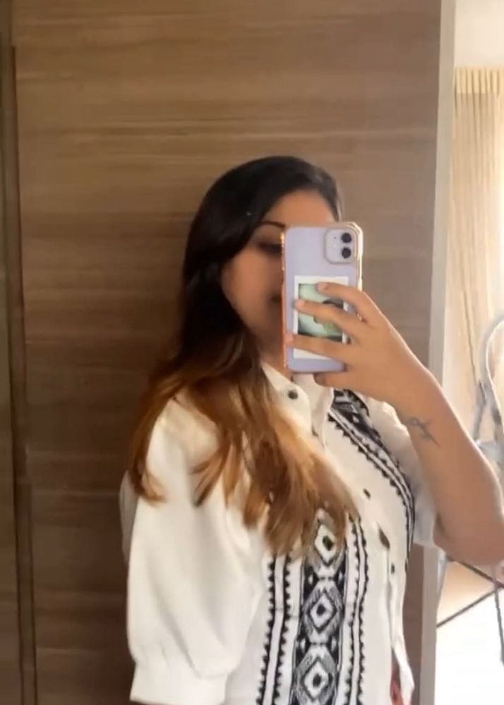 White Blouse with Black Embroidery