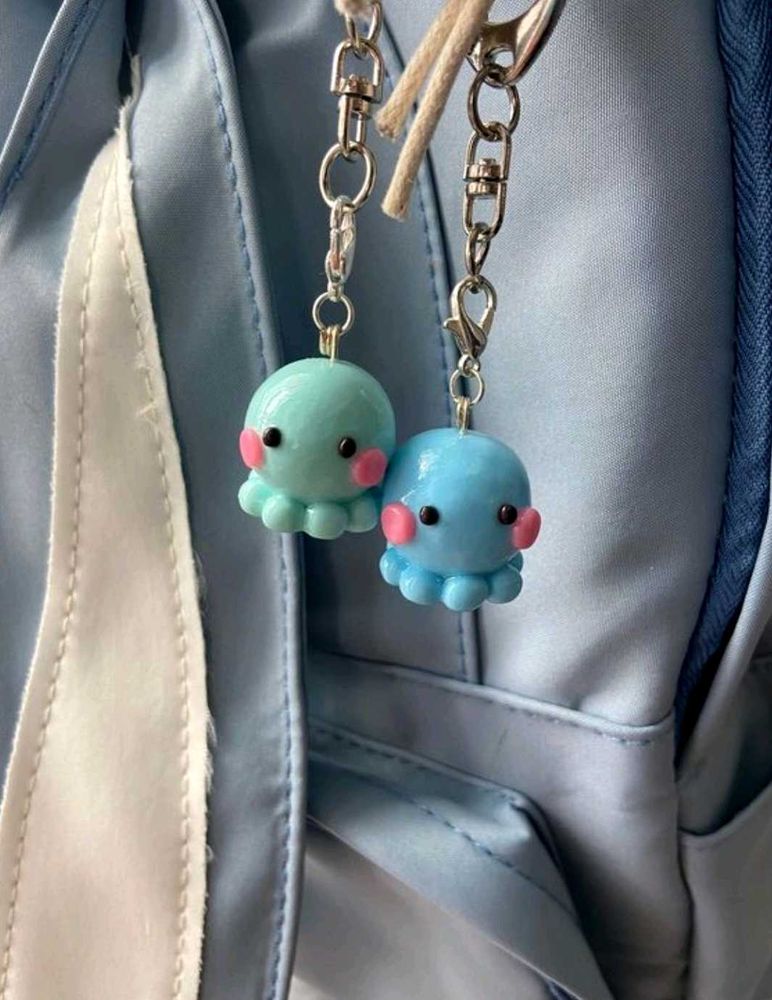 Clay Octopus Keychain Set × 2
