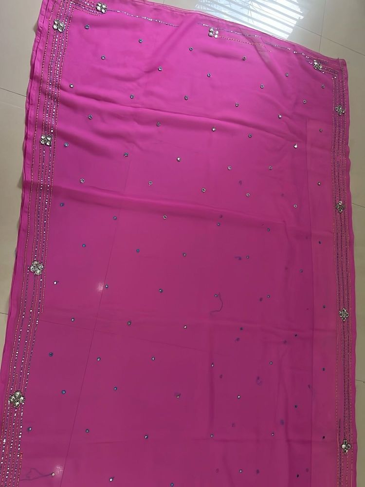 Pink Embellished Saree