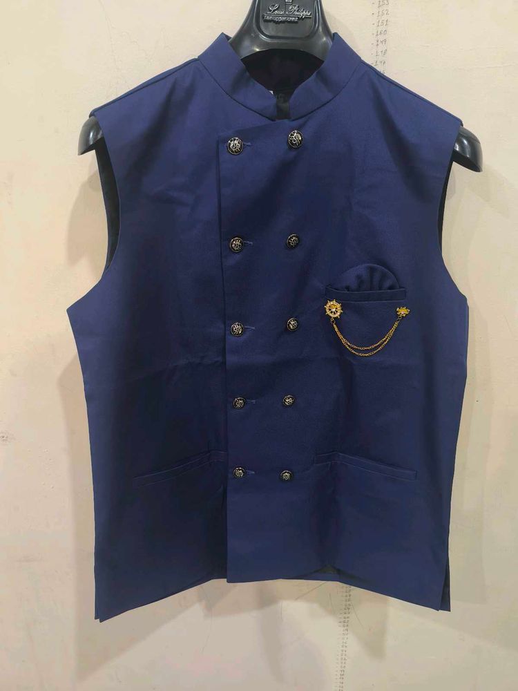 Royal blue waist coat.