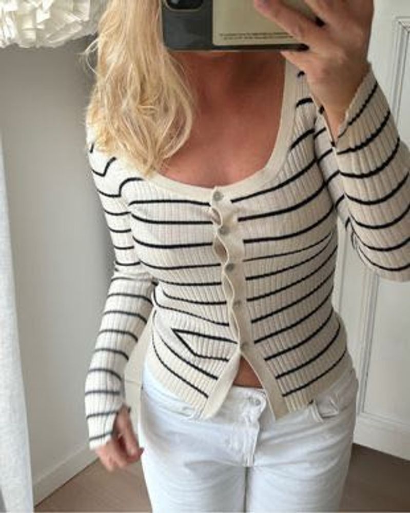 zara y2k striped cardigan